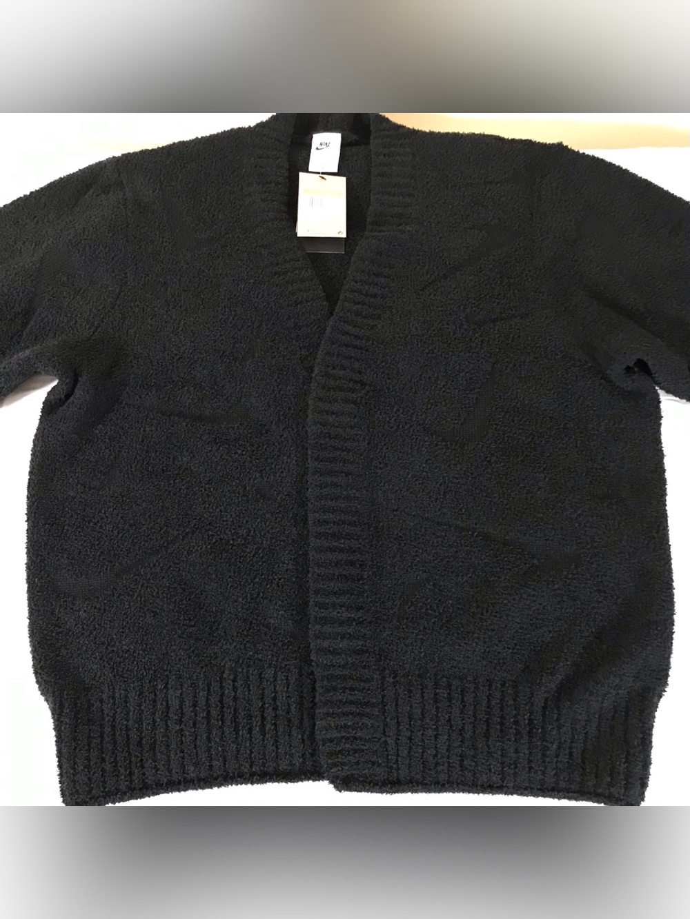 Nike Women's Cozy Knit Bouclé Oversized Cardigan All Over Print Size Large - Picture 6 of 9